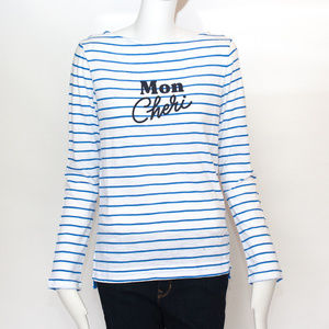 Banana Republic Long-Sleeve Blue White Cotton Top